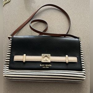 KATE SPADE Striped Canvas Leather Crossbody